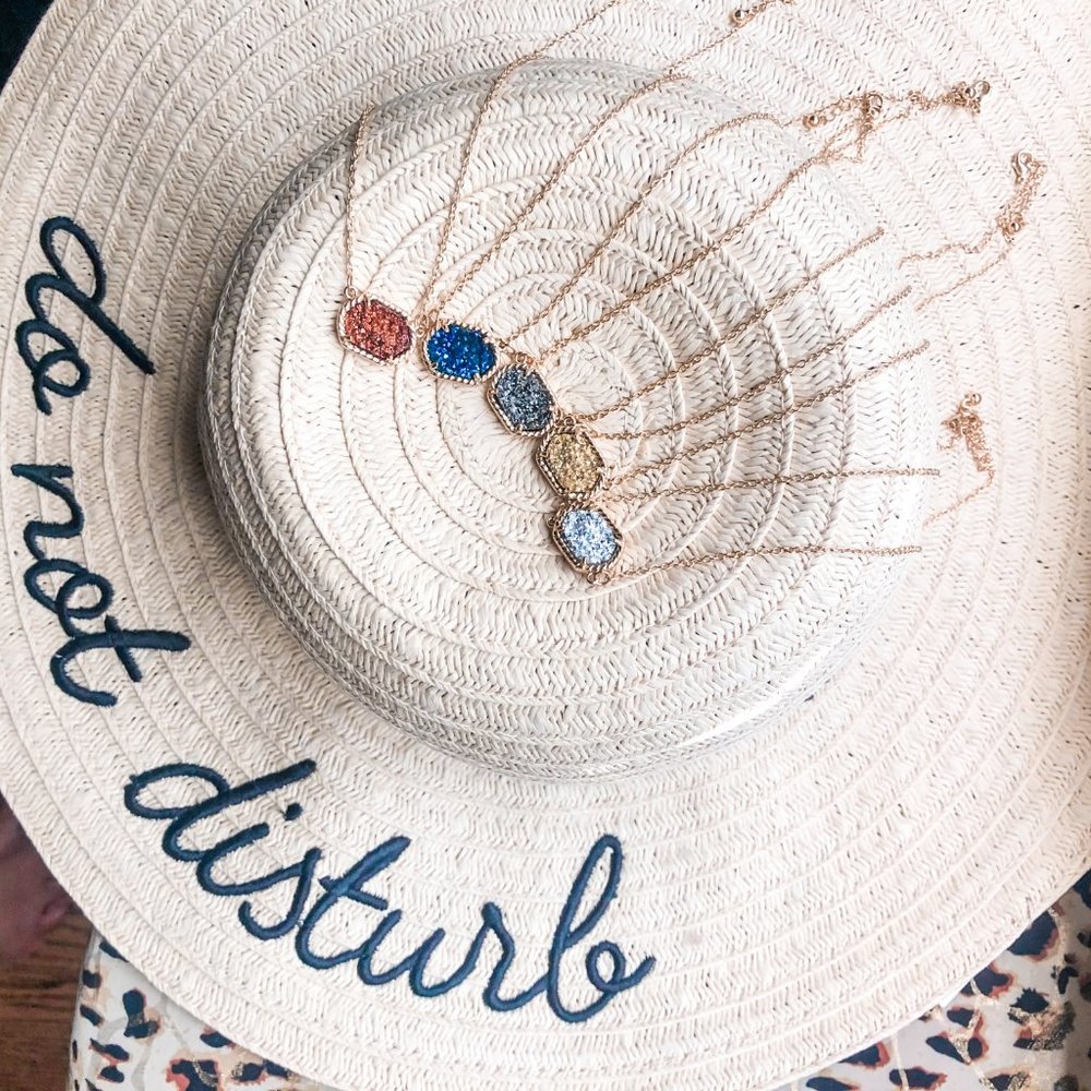 Crystal stone gold druzy pendant necklace - Picture 5 of 7